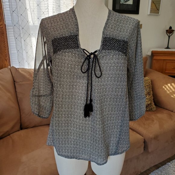 American Eagle Outfitters Boho Chevron Sheer Tunic - Picture 1 of 6